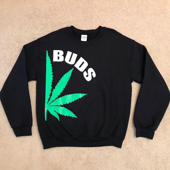 Gildan Other - Gildan Streetwear BUDS 420 Graphic Sweatshirt Sweater Mens Medium Black Novelty